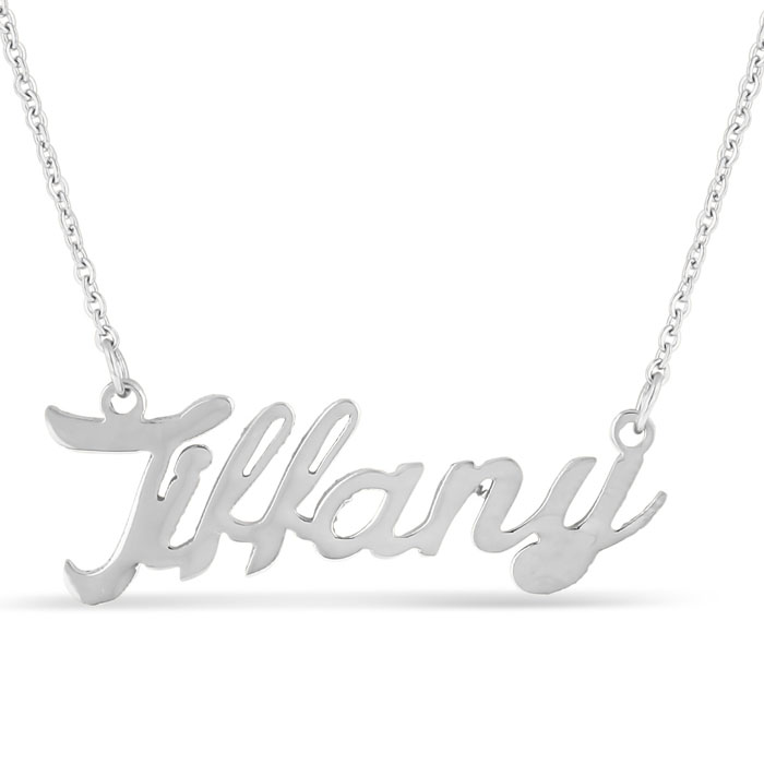 Tiffany Nameplate Necklace in Silver, 16 Inch Chain by SuperJeweler