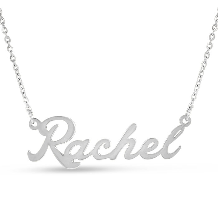 Rachel Nameplate Necklace in Silver, 16 Inch Chain by SuperJeweler