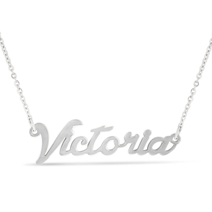 Select Your Nameplate Necklace in Silver, 16 Inch Chain by SuperJeweler