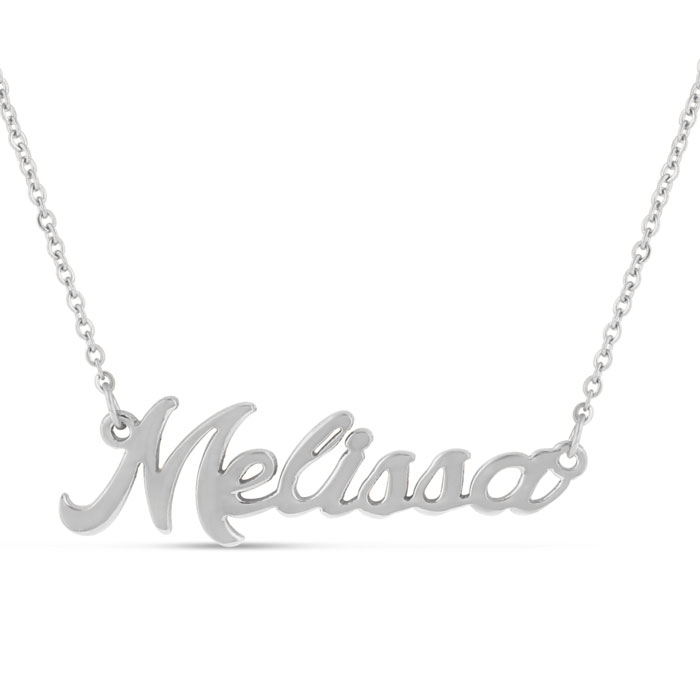 Melissa Nameplate Necklace in Silver, 16 Inch Chain by SuperJeweler