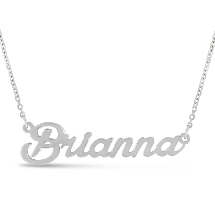 Brianna Nameplate Necklace in Silver, 16 Inch Chain by SuperJeweler