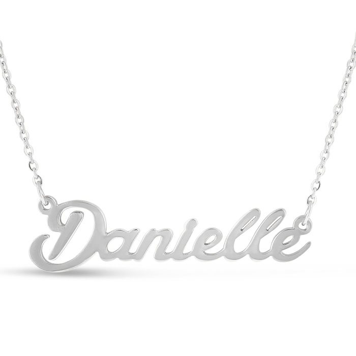 Danielle Nameplate Necklace in Silver, 16 Inch Chain by SuperJeweler