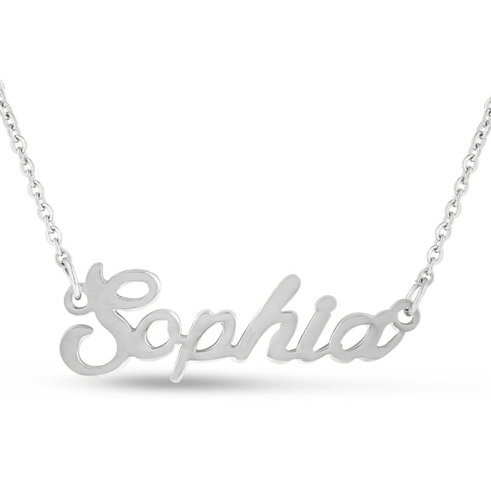 Sophia Nameplate Necklace in Silver, 16 Inch Chain by SuperJeweler