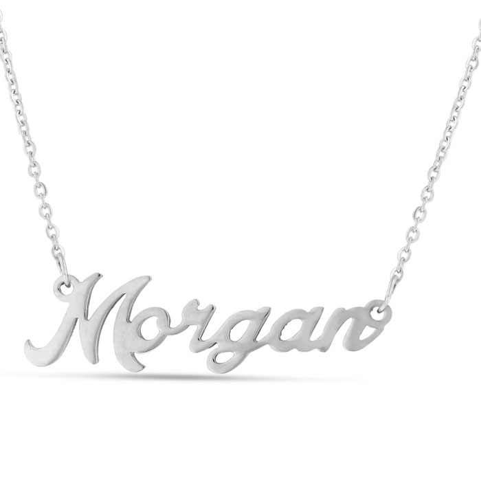 Morgan Nameplate Necklace in Silver, 16 Inch Chain by SuperJeweler