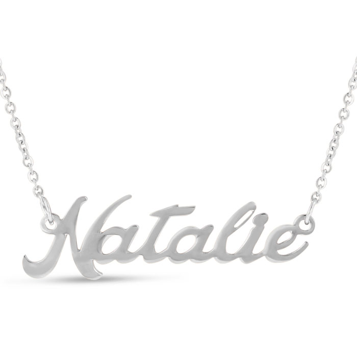 Natalie Nameplate Necklace in Silver, 16 Inch Chain by SuperJeweler