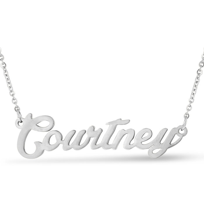 Courtney Nameplate Necklace in Silver, 16 Inch Chain by SuperJeweler