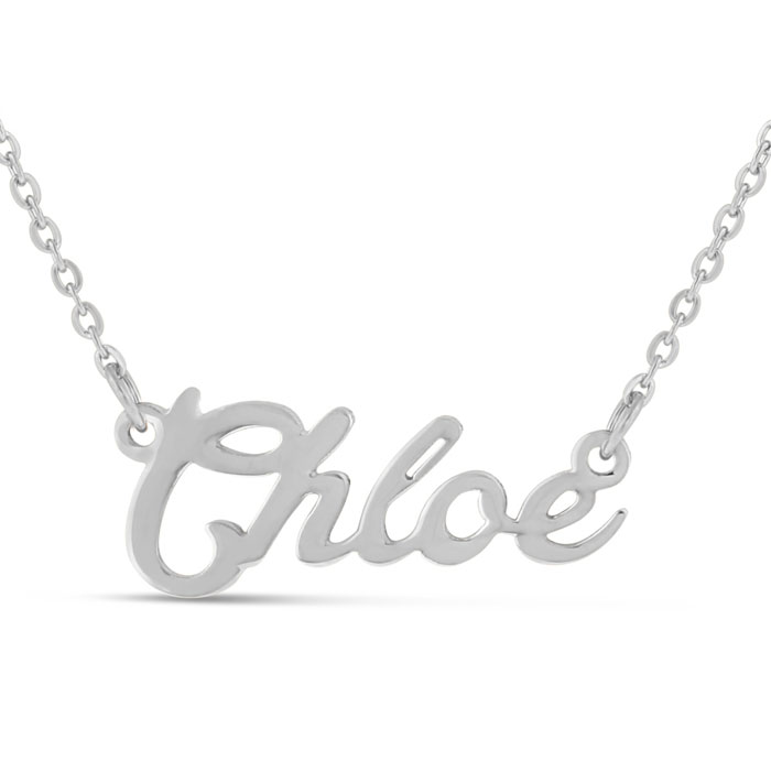 Chloe Nameplate Necklace in Silver, 16 Inch Chain by SuperJeweler