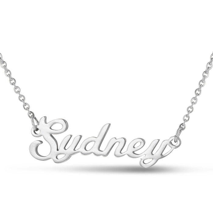 Sydney Nameplate Necklace in Silver, 16 Inch Chain by SuperJeweler