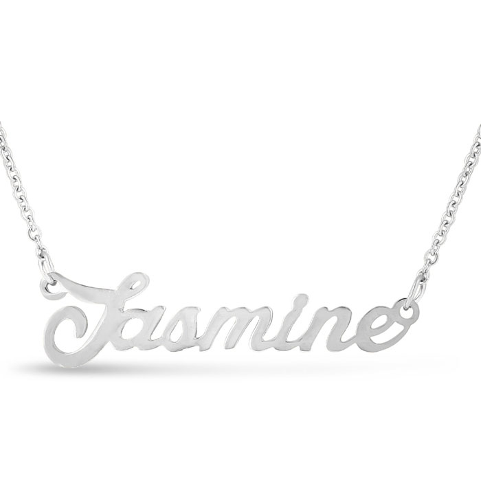 Jasmine Nameplate Necklace in Silver, 16 Inch Chain by SuperJeweler