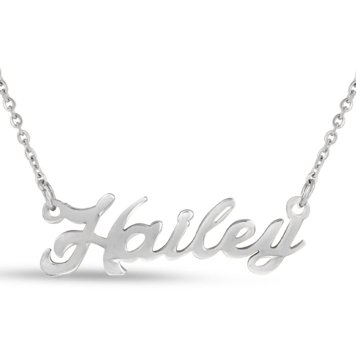 Hailey Nameplate Necklace in Silver, 16 Inch Chain by SuperJeweler