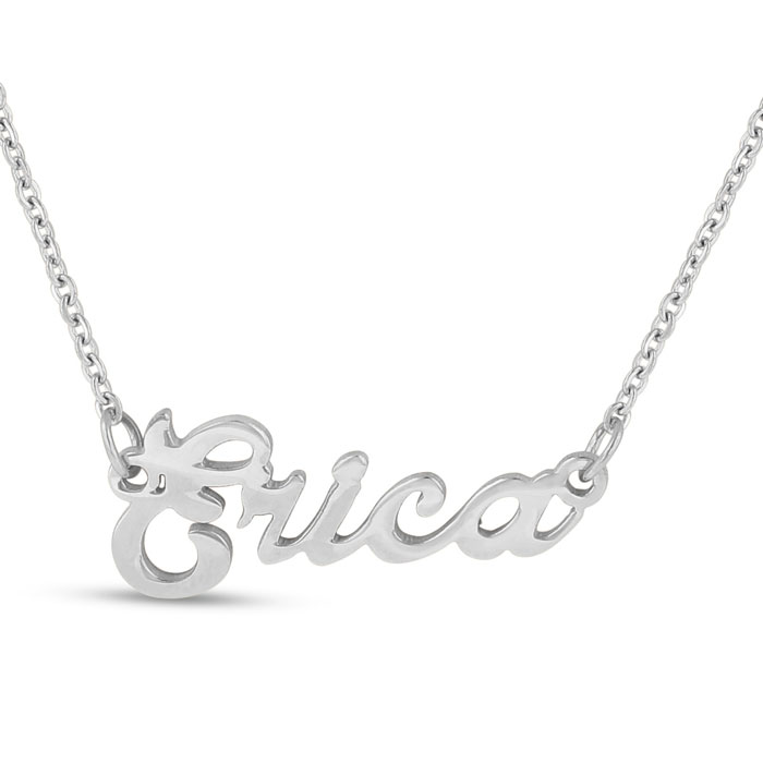 Erica Nameplate Necklace in Silver, 16 Inch Chain by SuperJeweler