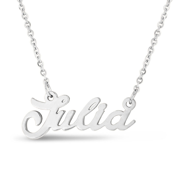 Julia Nameplate Necklace in Silver, 16 Inch Chain by SuperJeweler