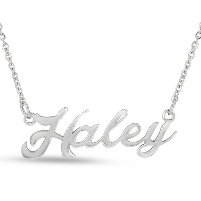 Haley Nameplate Necklace in Silver, 16 Inch Chain by SuperJeweler
