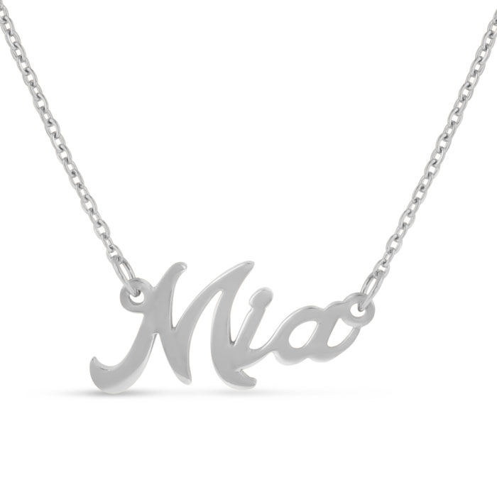 Mia Nameplate Necklace in Silver, 16 Inch Chain by SuperJeweler