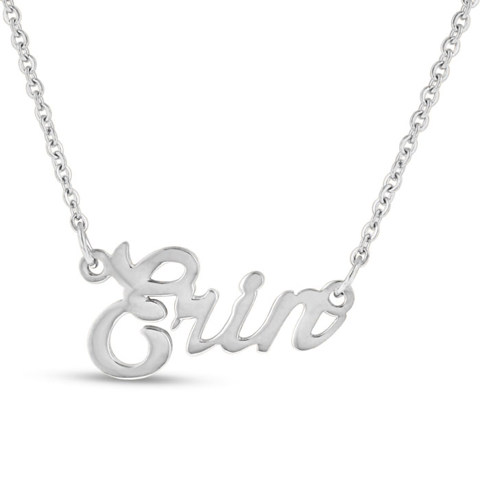 Erin Nameplate Necklace in Silver, 16 Inch Chain by SuperJeweler