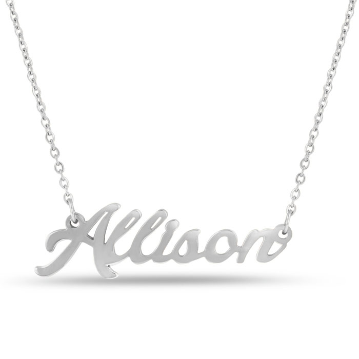 Allison Nameplate Necklace in Silver, 16 Inch Chain by SuperJeweler