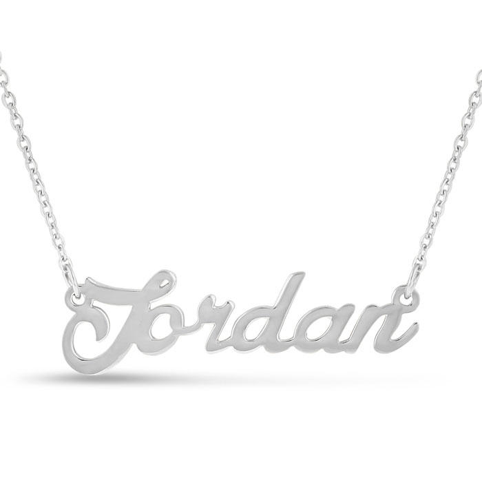 Jordan Nameplate Necklace in Silver, 16 Inch Chain by SuperJeweler