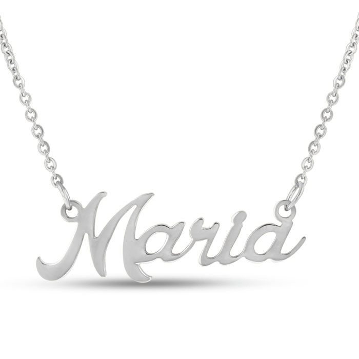 Maria Nameplate Necklace in Silver, 16 Inch Chain by SuperJeweler