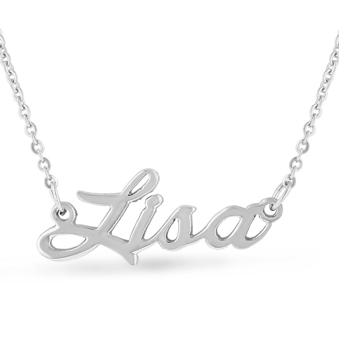 Lisa Nameplate Necklace in Silver, 16 Inch Chain by SuperJeweler