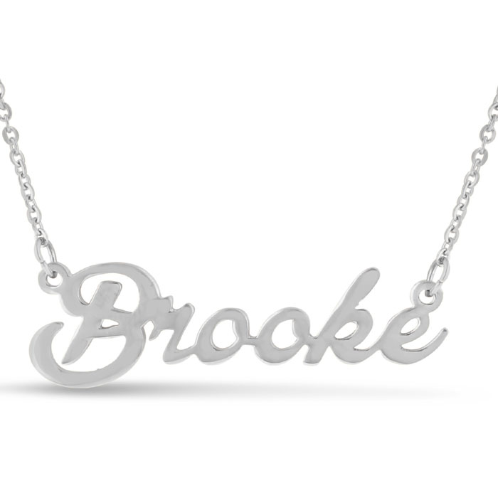 Brooke Nameplate Necklace in Silver, 16 Inch Chain by SuperJeweler