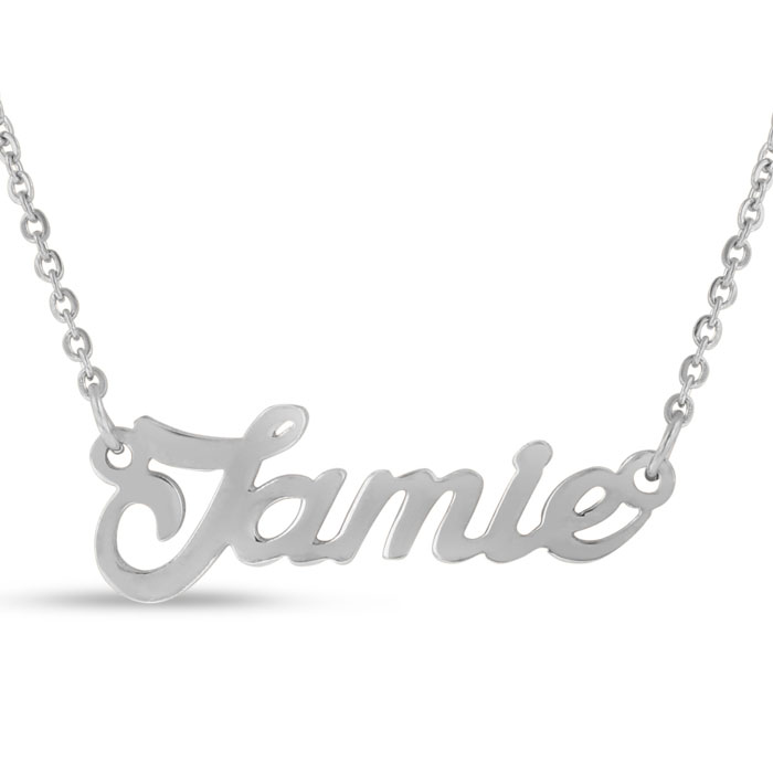 Jamie Nameplate Necklace in Silver, 16 Inch Chain by SuperJeweler