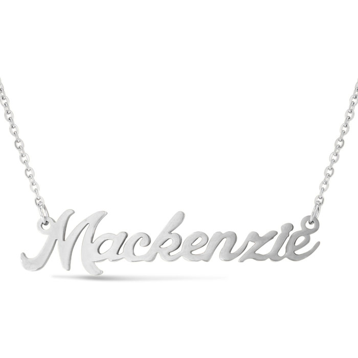 Mackenzie Nameplate Necklace in Silver, 16 Inch Chain by SuperJeweler