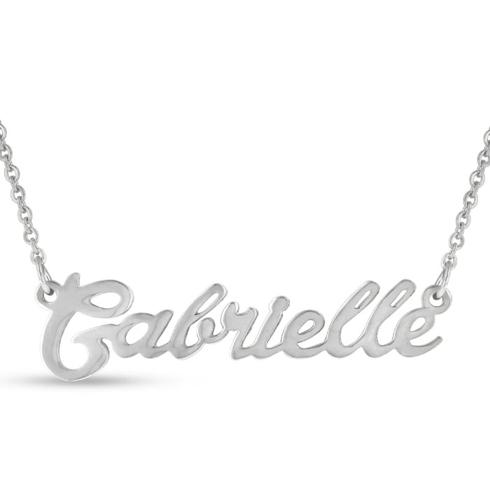 Gabrielle Nameplate Necklace in Silver, 16 Inch Chain by SuperJeweler