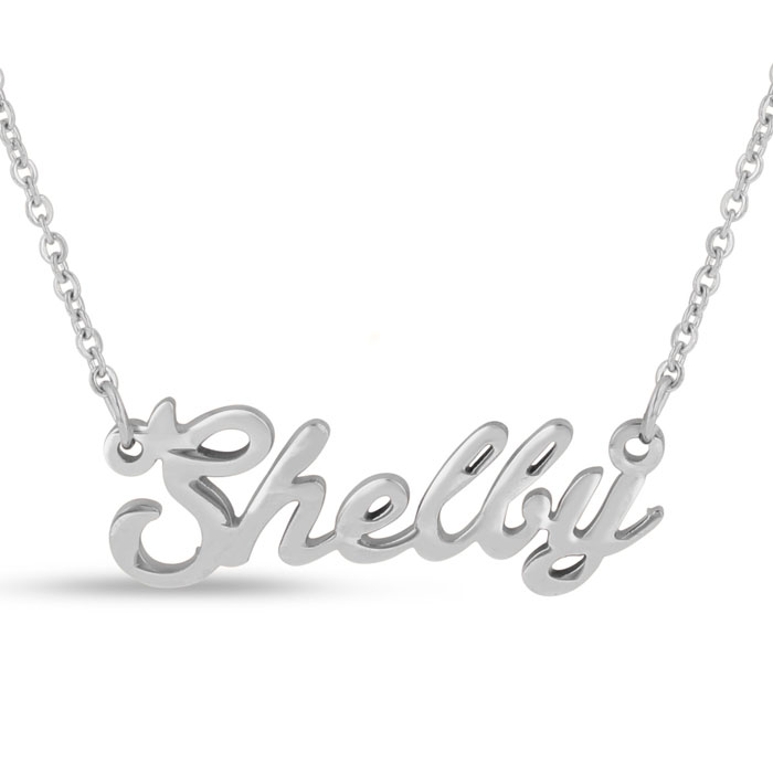 Shelby Nameplate Necklace in Silver, 16 Inch Chain by SuperJeweler