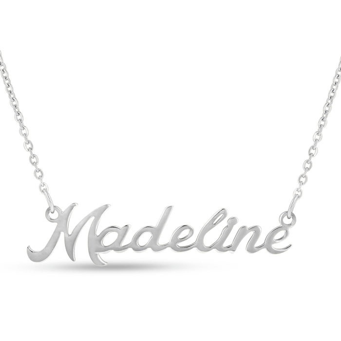 Madeline Nameplate Necklace in Silver, 16 Inch Chain by SuperJeweler