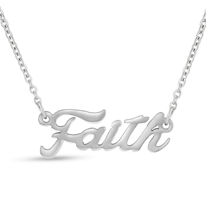 Faith Nameplate Necklace in Silver, 16 Inch Chain by SuperJeweler