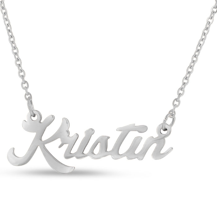 Kristin Nameplate Necklace in Silver, 16 Inch Chain by SuperJeweler