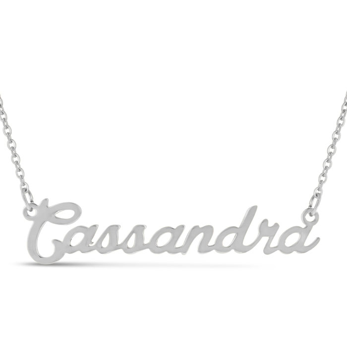 Cassandra Nameplate Necklace in Silver, 16 Inch Chain by SuperJeweler