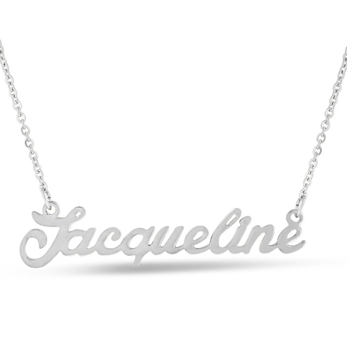 Jacqueline Nameplate Necklace in Silver, 16 Inch Chain by SuperJeweler