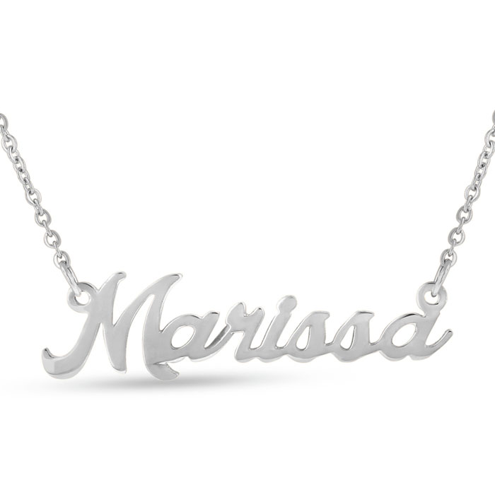 Marissa Nameplate Necklace in Silver, 16 Inch Chain by SuperJeweler