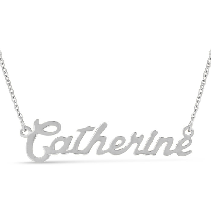 Catherine Nameplate Necklace in Silver, 16 Inch Chain by SuperJeweler