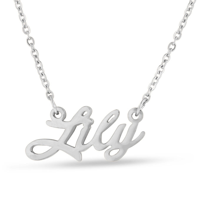 Lily Nameplate Necklace in Silver, 16 Inch Chain by SuperJeweler