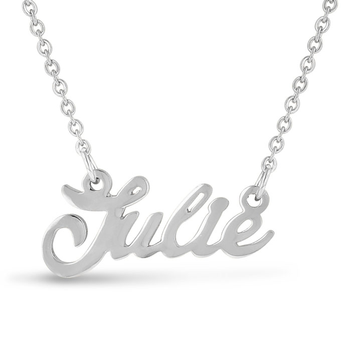 Julie Nameplate Necklace in Silver, 16 Inch Chain by SuperJeweler