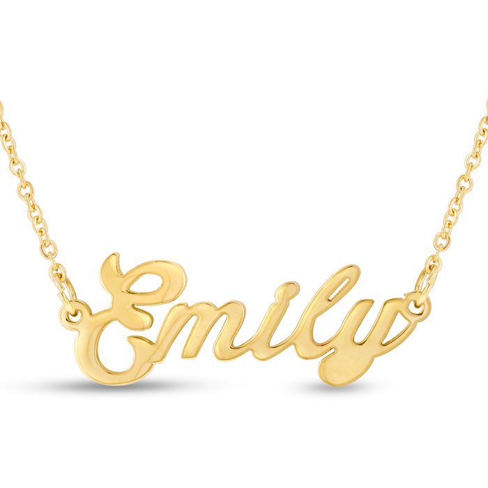 Emily Nameplate Necklace in Gold, 16 Inch Chain by SuperJeweler