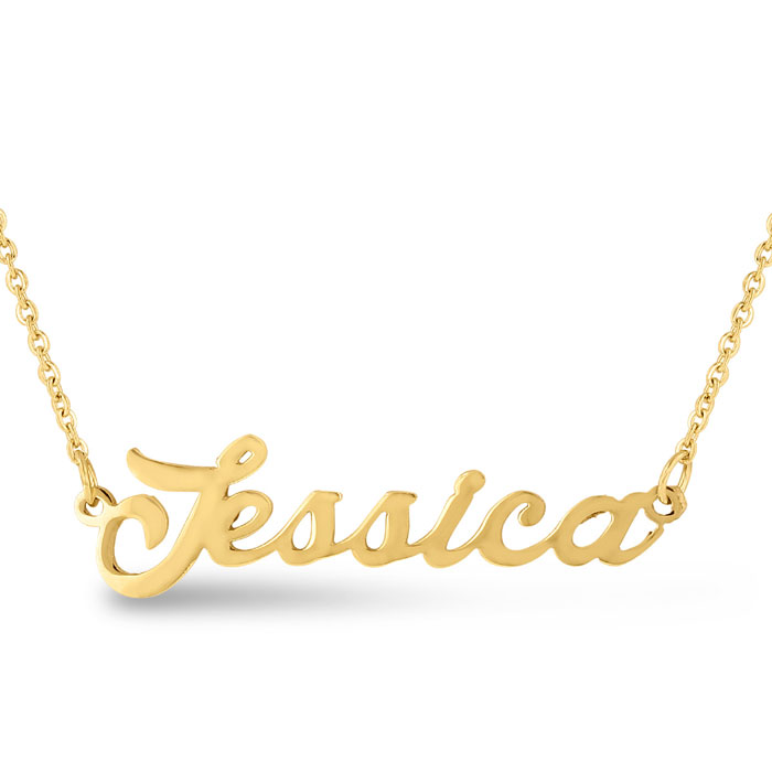 Jessica Nameplate Necklace in Gold, 16 Inch Chain by SuperJeweler