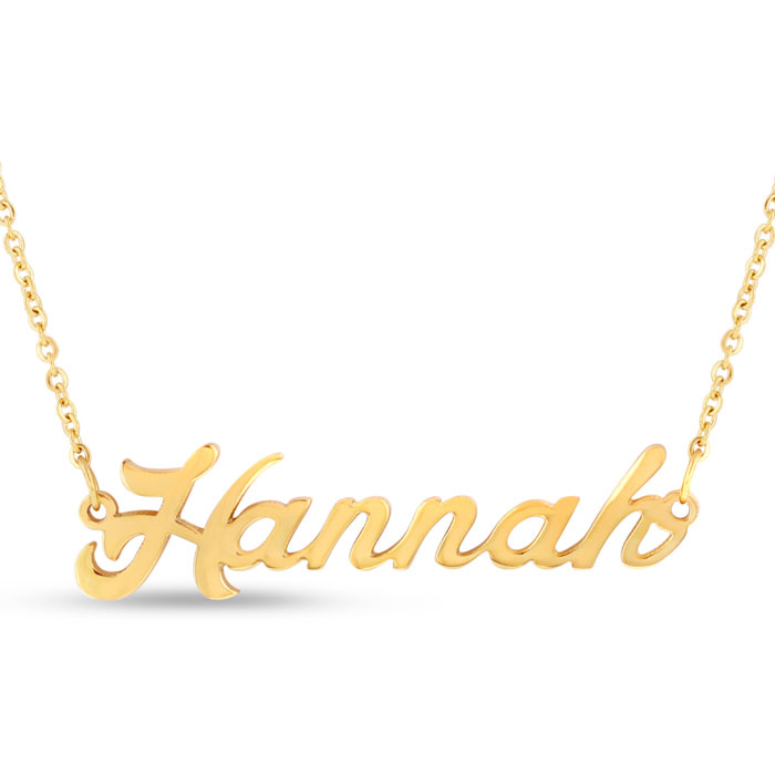 Hannah Nameplate Necklace in Gold, 16 Inch Chain by SuperJeweler