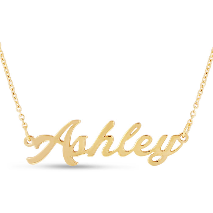 Ashley Nameplate Necklace in Gold, 16 Inch Chain by SuperJeweler