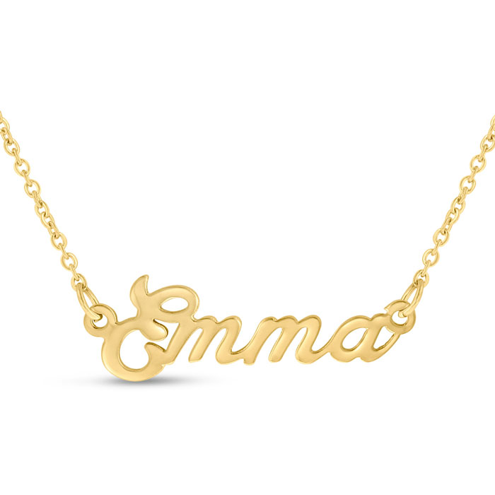 Emma Nameplate Necklace in Gold, 16 Inch Chain by SuperJeweler