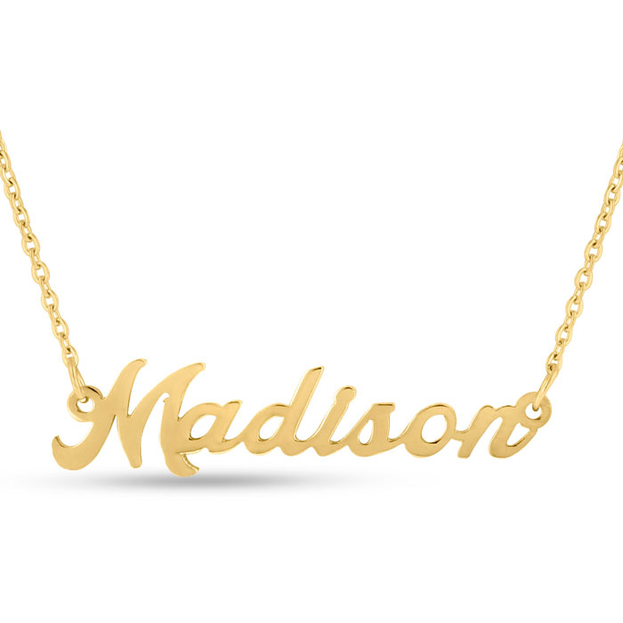 Madison Nameplate Necklace in Gold, 16 Inch Chain by SuperJeweler