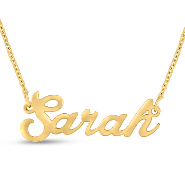 Sarah Nameplate Necklace in Gold, 16 Inch Chain by SuperJeweler