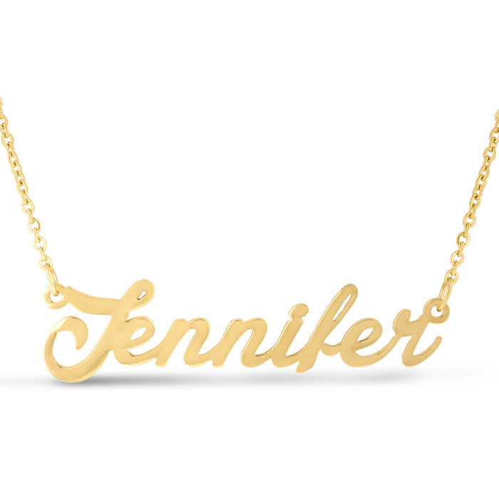 Jennifer Nameplate Necklace in Gold, 16 Inch Chain by SuperJeweler