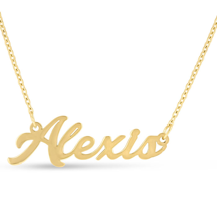 Alexis Nameplate Necklace in Gold, 16 Inch Chain by SuperJeweler