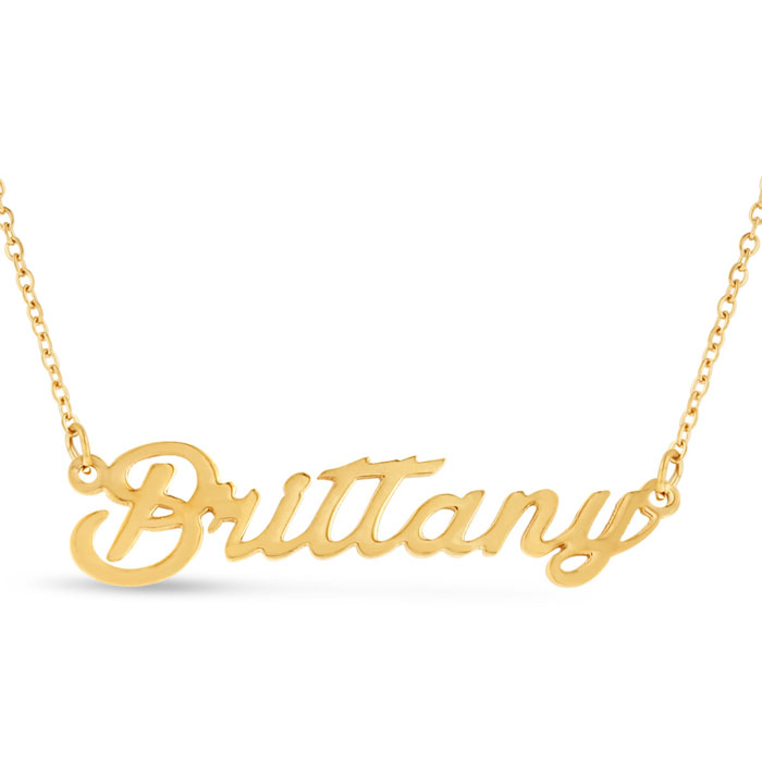 Brittany Nameplate Necklace in Gold, 16 Inch Chain by SuperJeweler