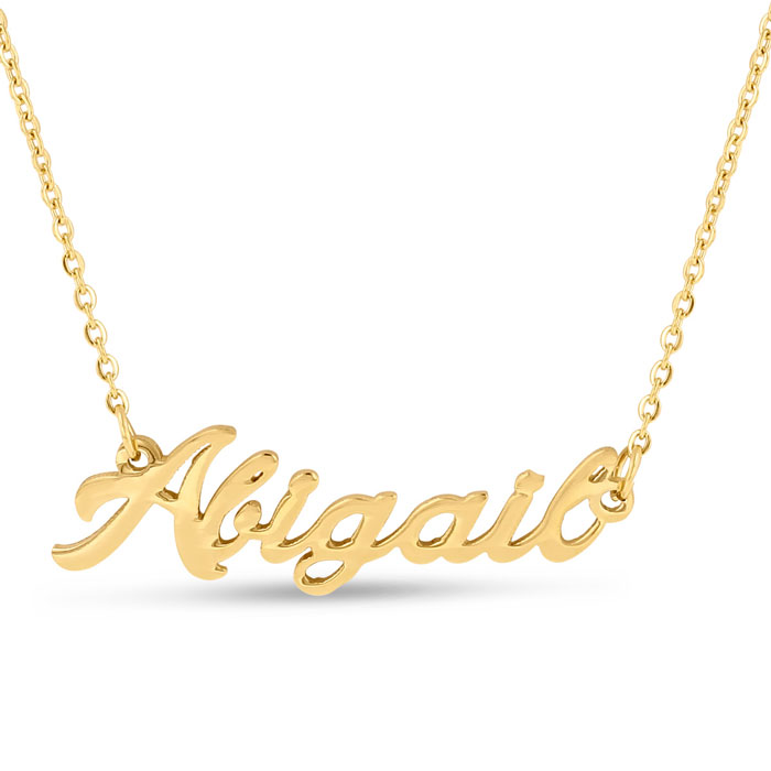 Abigail Nameplate Necklace in Gold, 16 Inch Chain by SuperJeweler