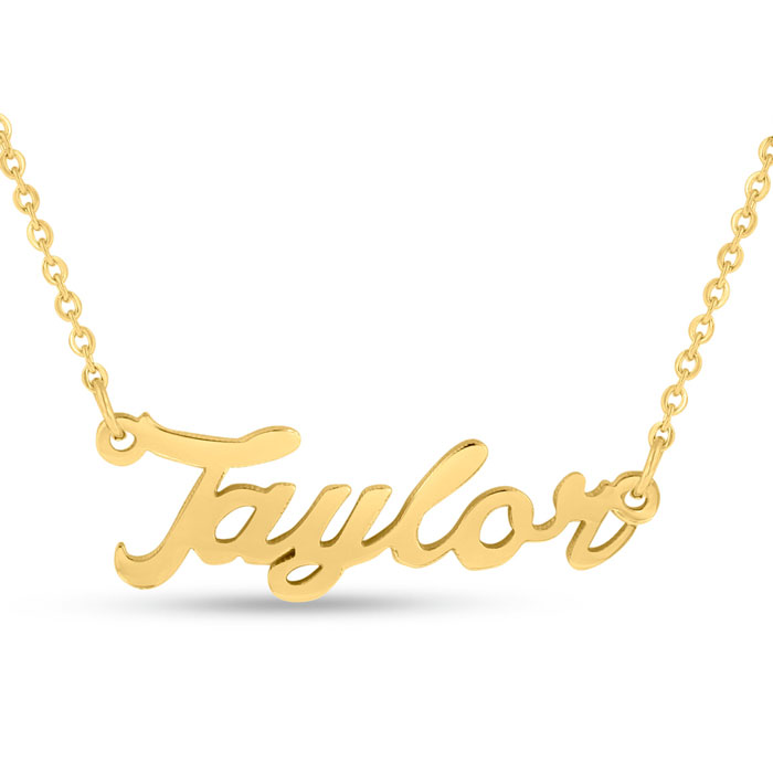 Taylor Nameplate Necklace in Gold, 16 Inch Chain by SuperJeweler