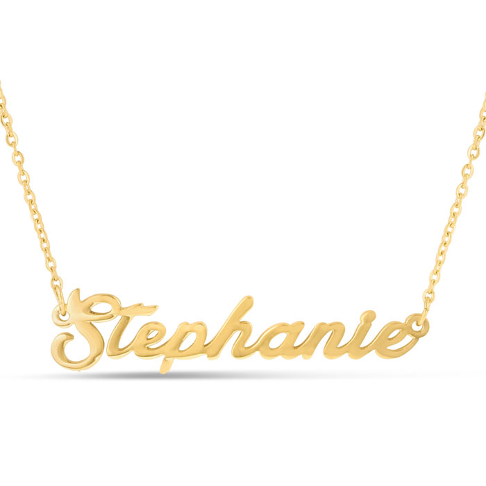 Stephanie Nameplate Necklace in Gold, 16 Inch Chain by SuperJeweler